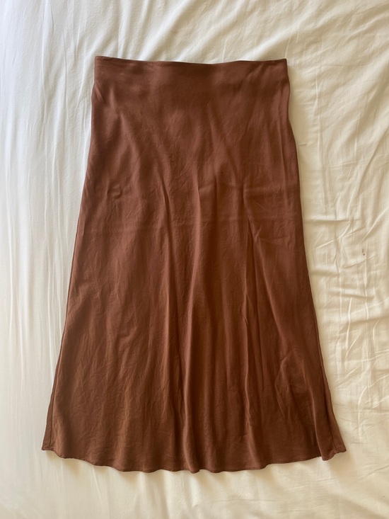 Quince Dresses & Skirts - Quince Brown Silk A-Line Midi Skirt